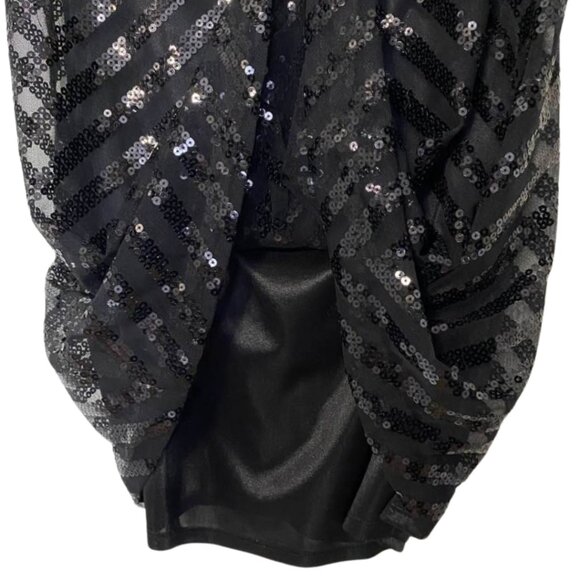 AGB Black Sequin Chevron Mini Dress Sleeveless Size 6 Party Cocktail Sparkle - Picture 7 of 15